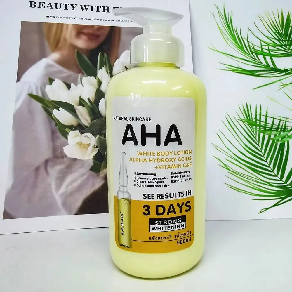500ml Whitening Body Lotion Hydroxy Acids+Vitamin C&E See Results In 3 Days Moisturizing Lightening Body Cream Lotion Skin