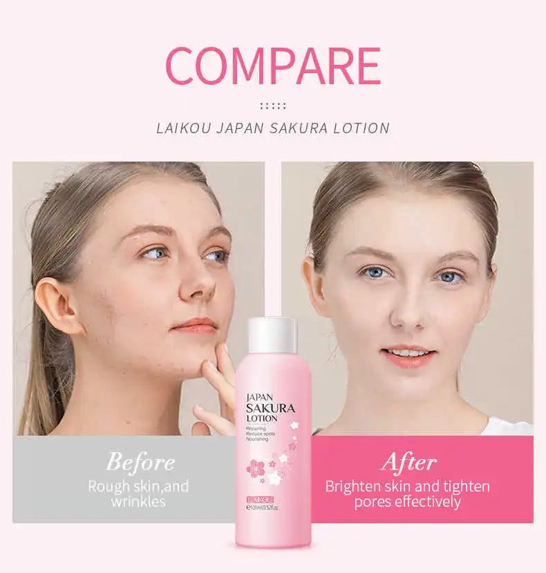 LAIKOU Sakura Face lotion Moisturizing Essence Moisturizing Shrink Pores Repairing Emulsion Facial Skin Care Products