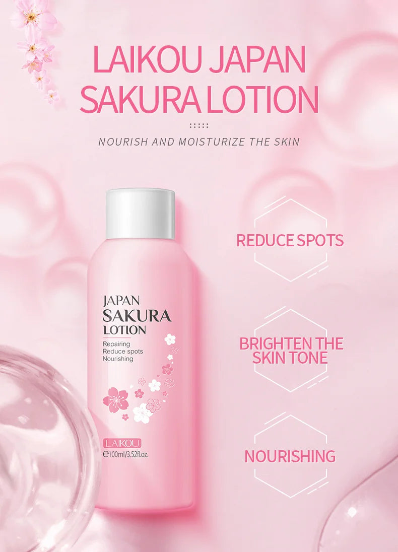 LAIKOU Sakura Face lotion Moisturizing Essence Moisturizing Shrink Pores Repairing Emulsion Facial Skin Care Products