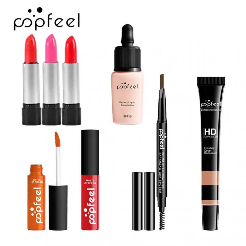 POPFEEL ALL IN ONE Cosmetic Kit 8-27Pcs Makeup Practice Make Up Set Eyeshadow Lip Gloss Concealer Brushes With Makeup Bag TSLM2