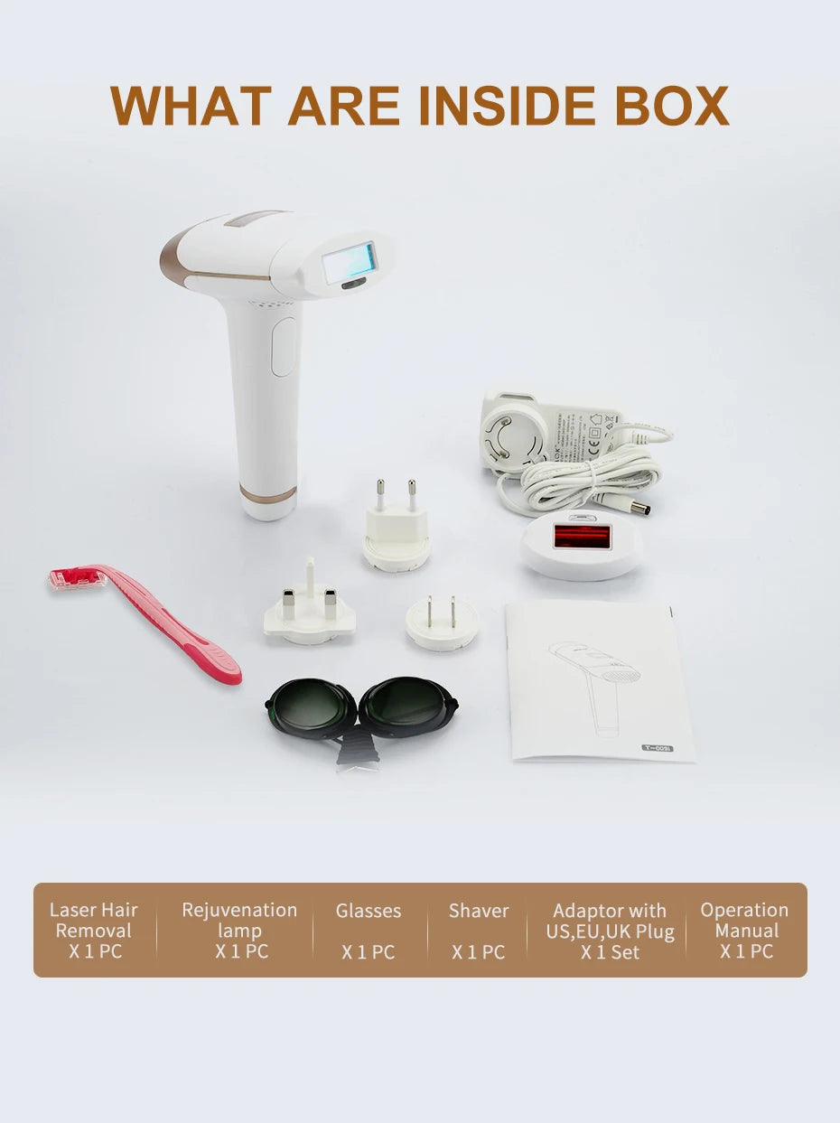 Updated Laser Hair Removal 2in1 Replaceable Lamp Rejuvenation Permanent Painless Hair Removal Bikini Trimmer IPL Epilator Device