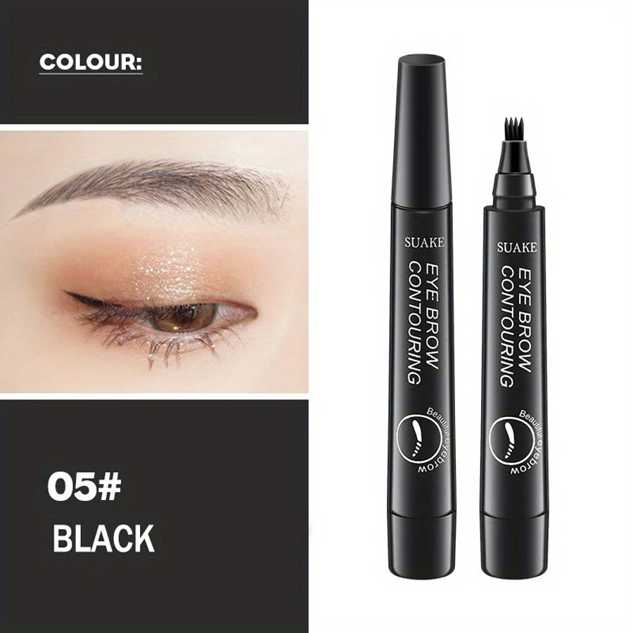 Waterproof Eyebrow Pen, Microblading Eyebrow Pencil With 4 Split Head, Natural Looking Brows Makeup ( 5 Colors)