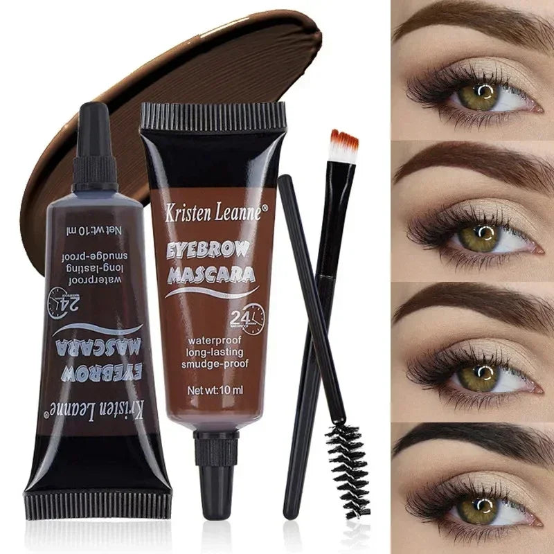 Natural 4 Colors Liquid Dyeing Eyebrow Cream Set Waterproof Durable Brown Tint Eyebrow Henna Mascara Eyebrows Paint Makeup