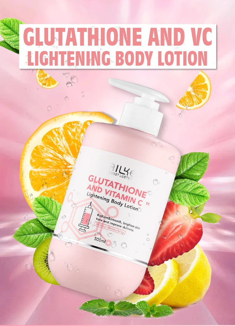 AILKE Vitamin C & Glutathione Brightening Body Lotion, Even Skin Tone, Lightening, Neck, Elbows, Armpits, Legs, Glowing Cream