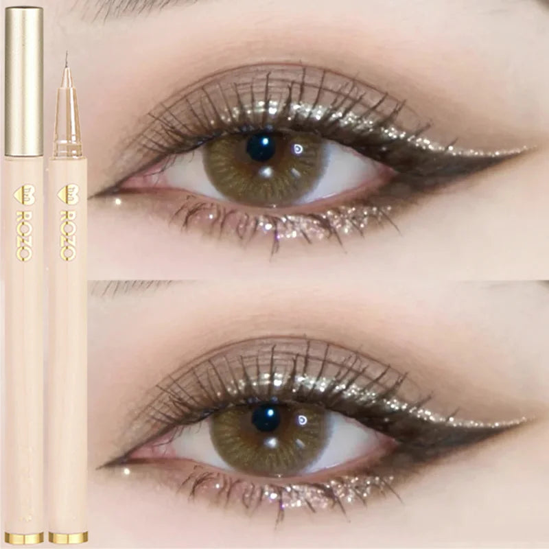 Ultra-fine Liquid Eyeliner Diamond Glitter Eyeshadow Makeup Black Brown Lasting Waterproof Fast Dry Eye Liner Pencil Cosmetic