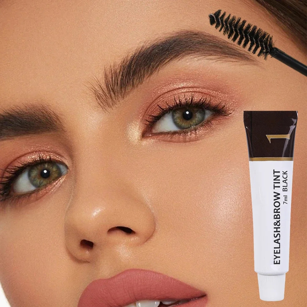 Semi Permanent Eyelash Eyebrow Dye Tint Kit 2 in 1 Waterproof Fast Dye Brow Enhance Long Lasting Black Brown Eyebrow Cosmetics