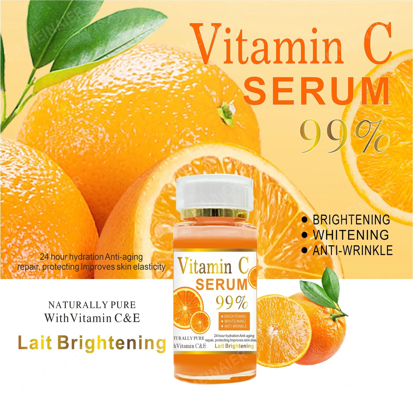 120ml 99% Vitamin C Serum Oil Facial Serum AHA Kojic Acid glutathione Facial skin brightening