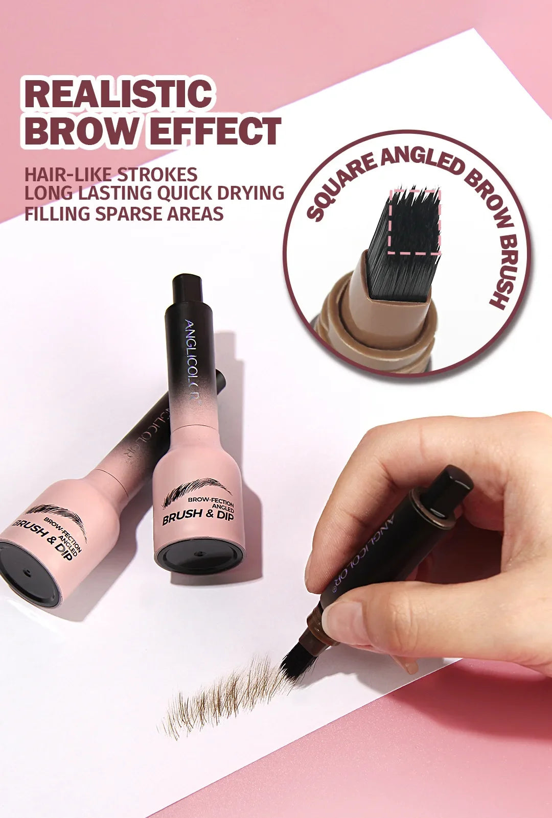 Wild Eyebrow Pencil Square Angled Brush Velvet 3D Brow Dye Cream Hairline Anti-smudge Waterproof Multifunction Eyebrow Tint Pen