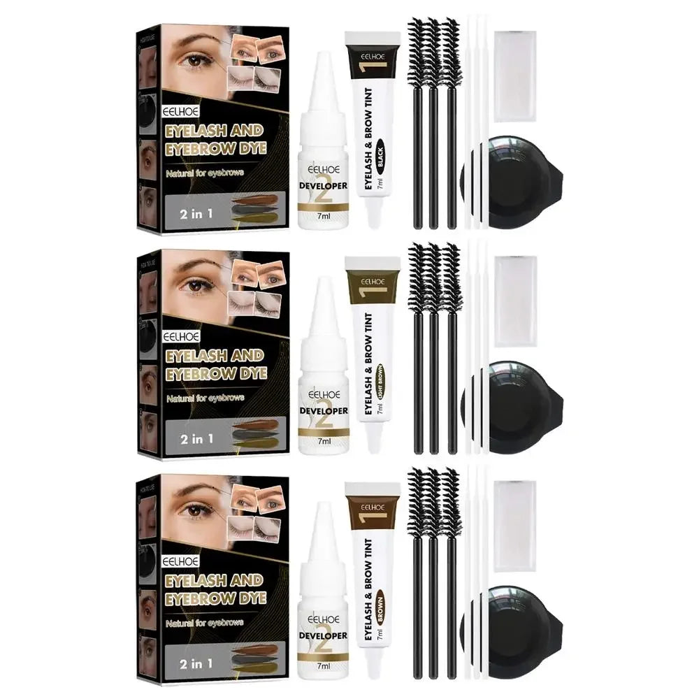 Professional 3 Colors Eyelashes Eyebrow Eyelash Dye Paste Tint Kit Professional Permanent Mascara Color Brow & Lashes Dye Set