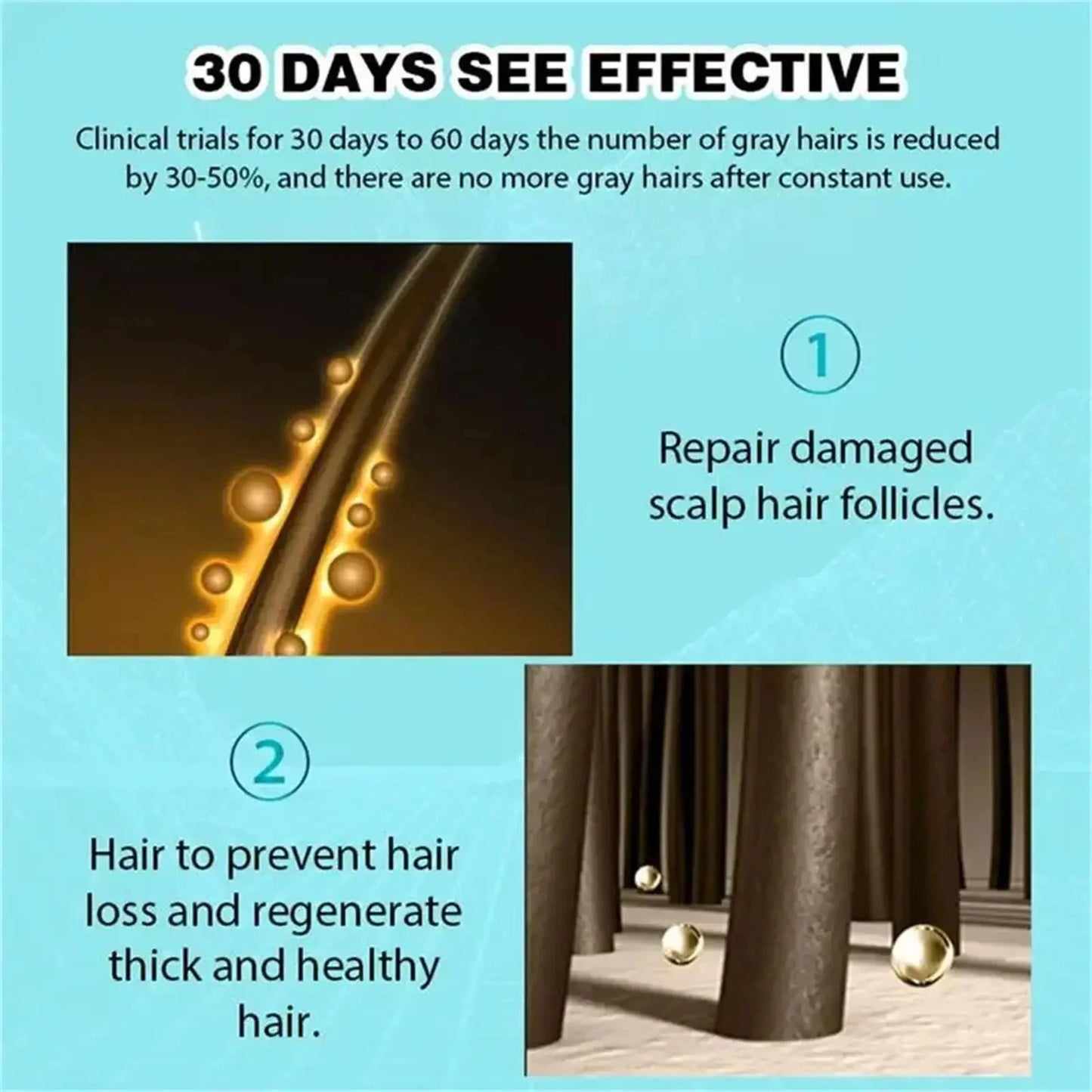 Gray White Hair Treatment Serum Cover White Hair To Black Natural Color Repair Spray Anti Loss Hair Restore Healthy Hair Care