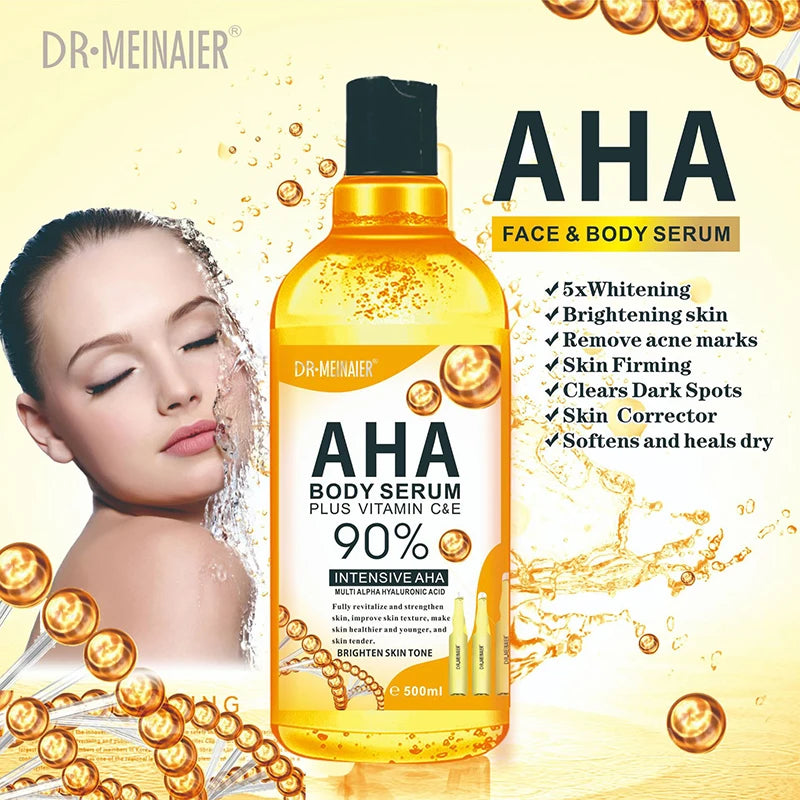 500ml AHA Hyaluronic Vitamin C Arbutin Face Body Serum Dark Spots Corrector Whitening Moisturizing Shrink Pores Repair Skin Care