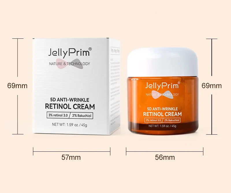 Крем для лица Jellyprim Retinol для лица против пятен на лице, против старения, против морщин, для укрепления, лифтинга, отбеливания, увлажнения, ухода за кожей, устранения пигментации