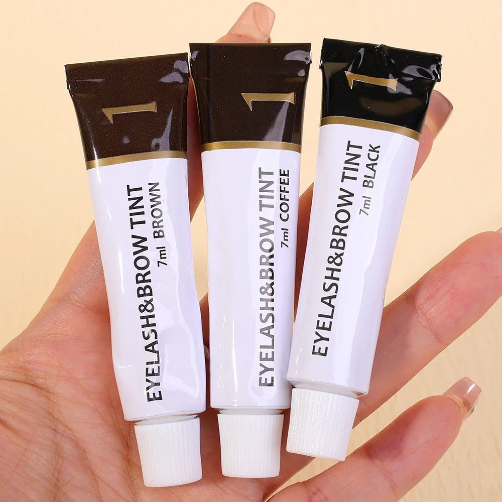 Semi Permanent Eyelash Eyebrow Dye Tint Kit 2 in 1 Waterproof Fast Dye Brow Enhance Long Lasting Black Brown Eyebrow Cosmetics