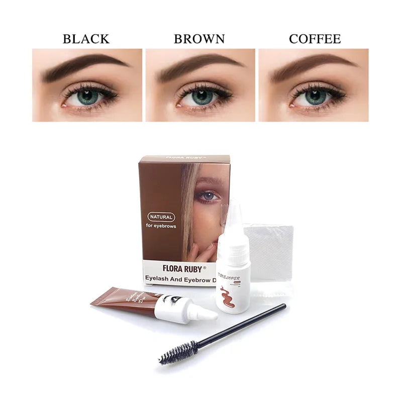 15-Minute Fast Henna Eyelash Eyebrow Dye Tint Professional Easy Dye Gel Eyelash Brown Black Color Tint Cream Kit Eyebrows Suit