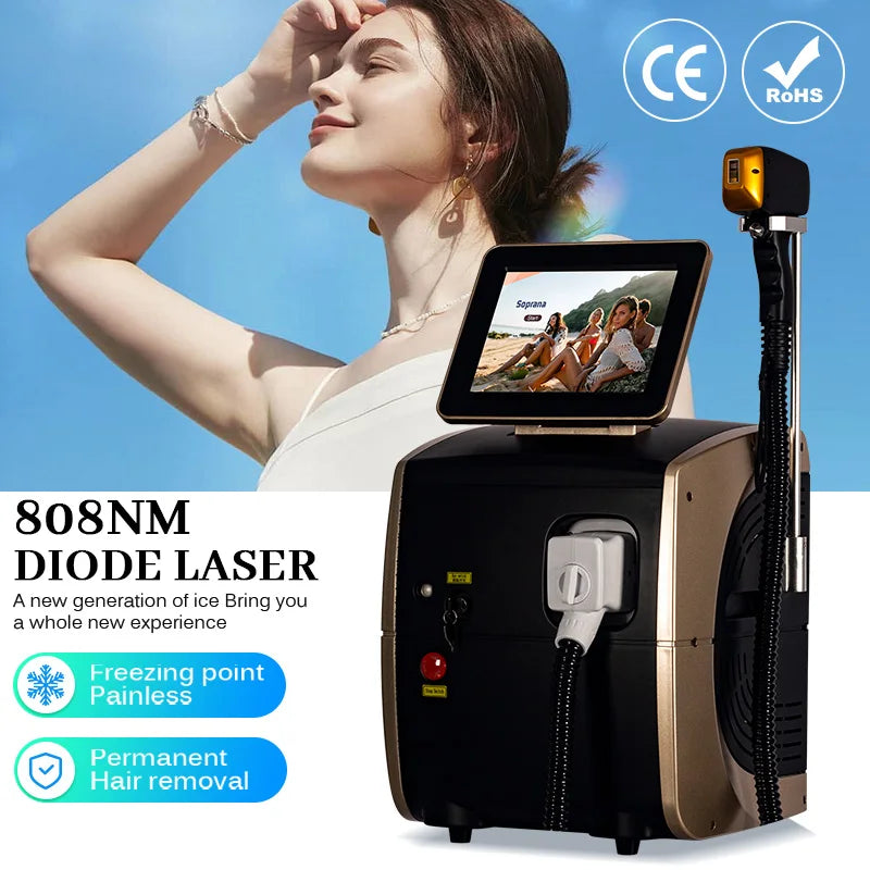 2025 Professional Laser Epilator Ice Titanium Permanent Hair Removal 3 Wavelengths Diode Laser remove hair Machine for salon