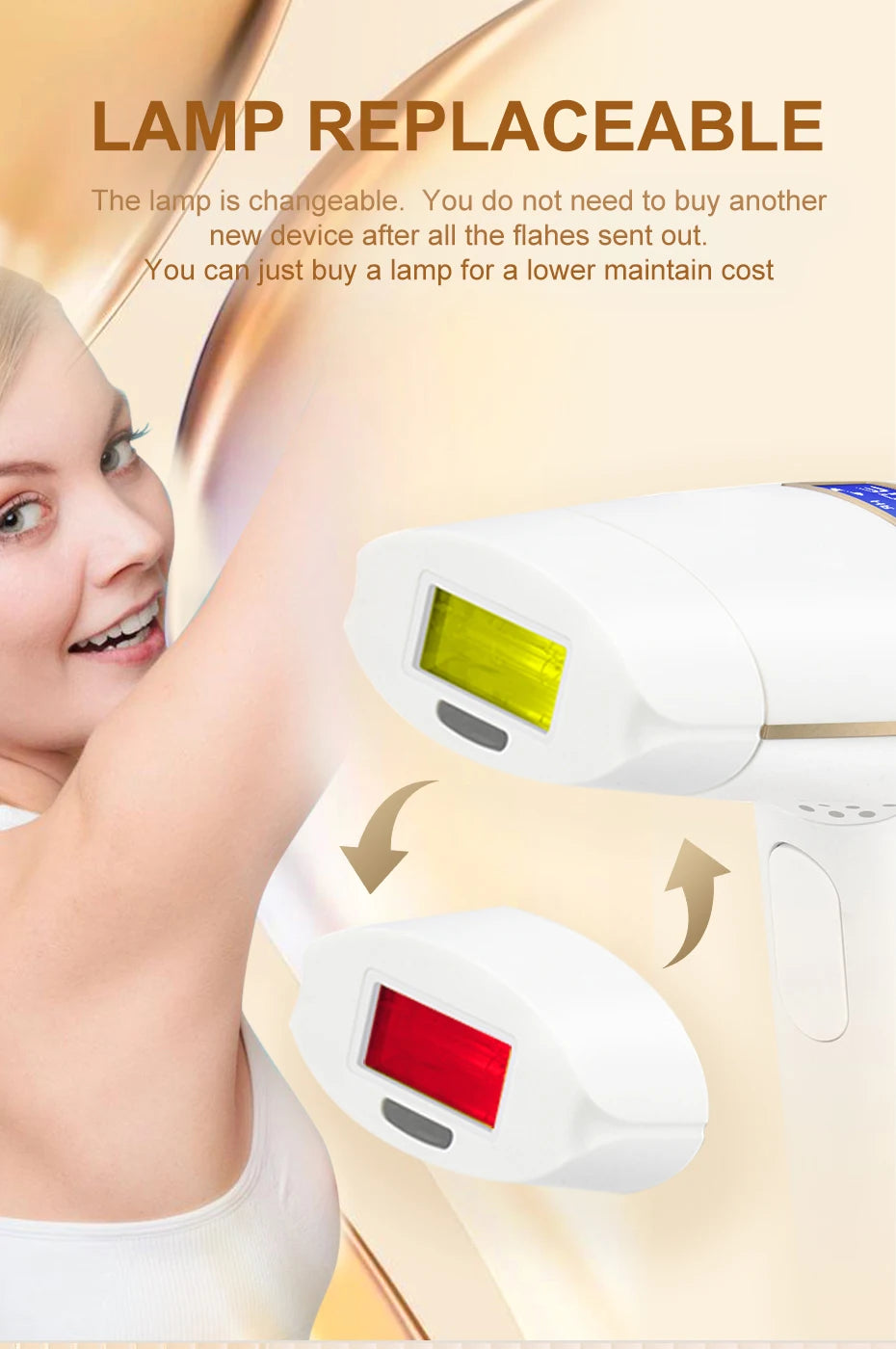 Updated Laser Hair Removal 2in1 Replaceable Lamp Rejuvenation Permanent Painless Hair Removal Bikini Trimmer IPL Epilator Device