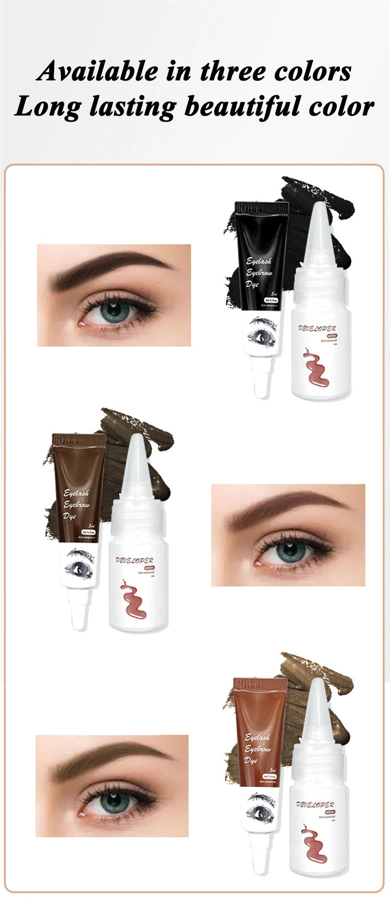 15-Minute Fast Henna Eyelash Eyebrow Dye Tint Professional Easy Dye Gel Eyelash Brown Black Color Tint Cream Kit Eyebrows Suit