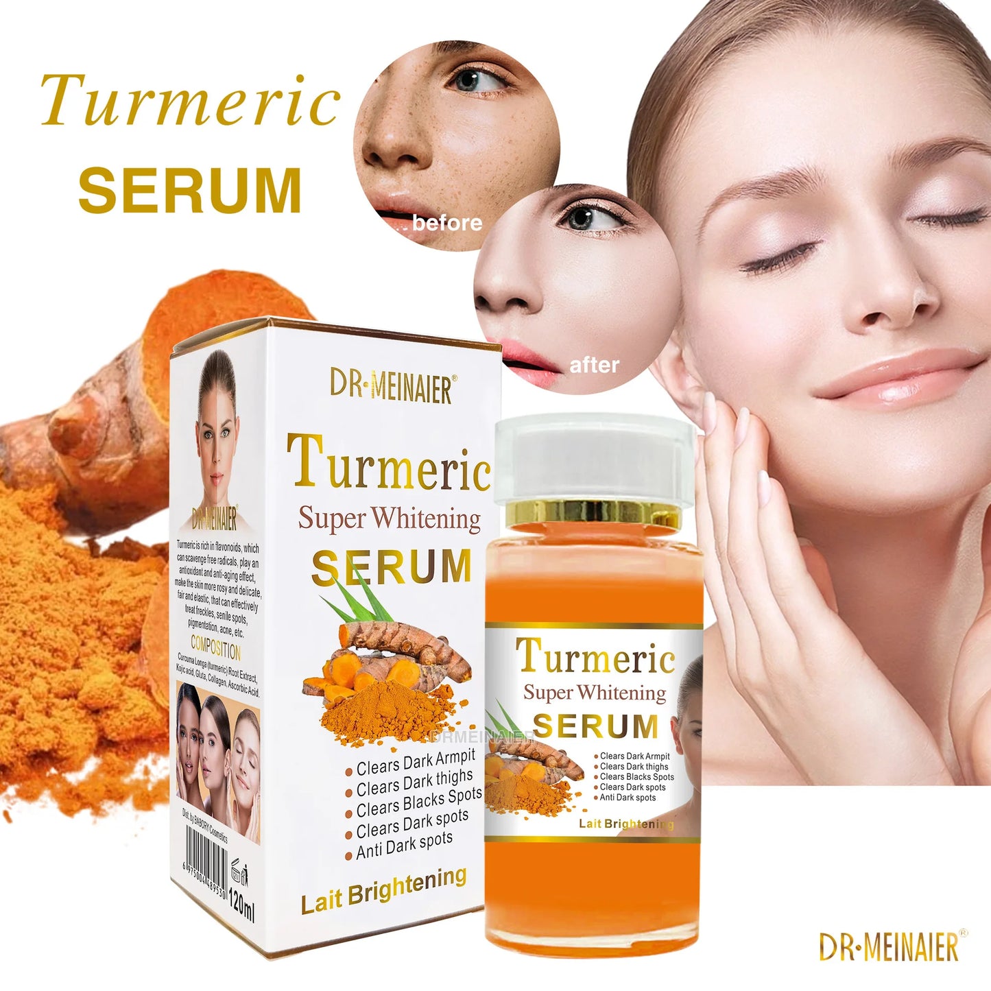 120ml 99% Vitamin C Serum Oil Facial Serum AHA Kojic Acid glutathione Facial skin brightening