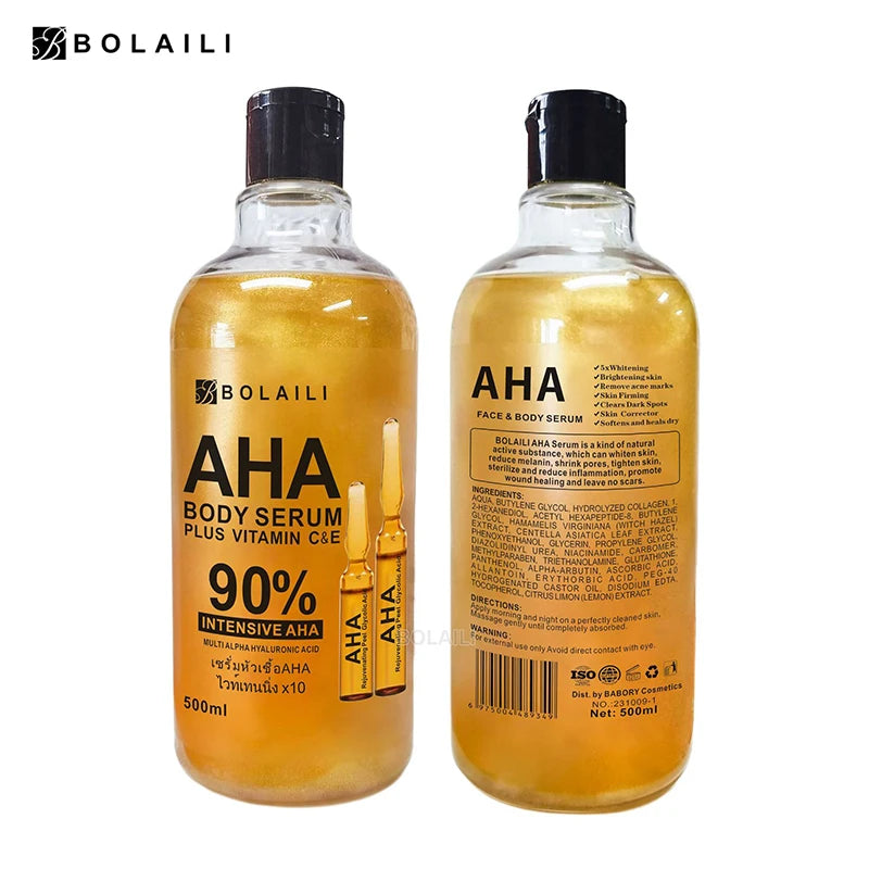 ALPHA Hydroxy Acids 24K Gold Face Body Serum Vitamin C&E Essence Firming Moisturizing Spots Remover Whitening Skin Care 500ml