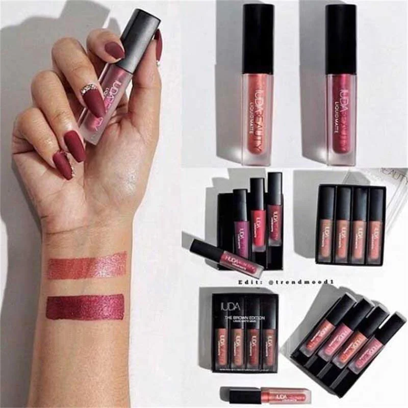 Lipstick Set Matte Lip Gloss Waterproof Lip Glaze Tint Non-stick Non-Fading Lips Huda Lip Makeup Cosmetic Lip Care