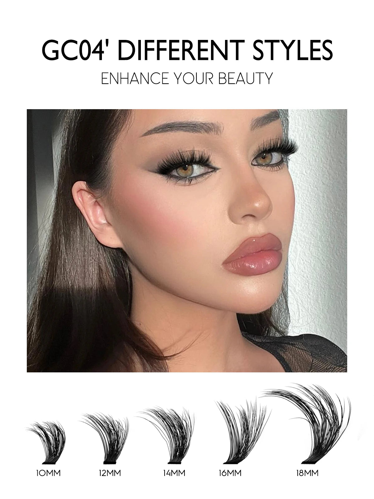 GROINNEYA DIY Lashes Kit Cluster Lashes 3D Fluffy False Eyelashes Natural Eyelash Нарощування кластерів Lash Bond and Seal Makeup