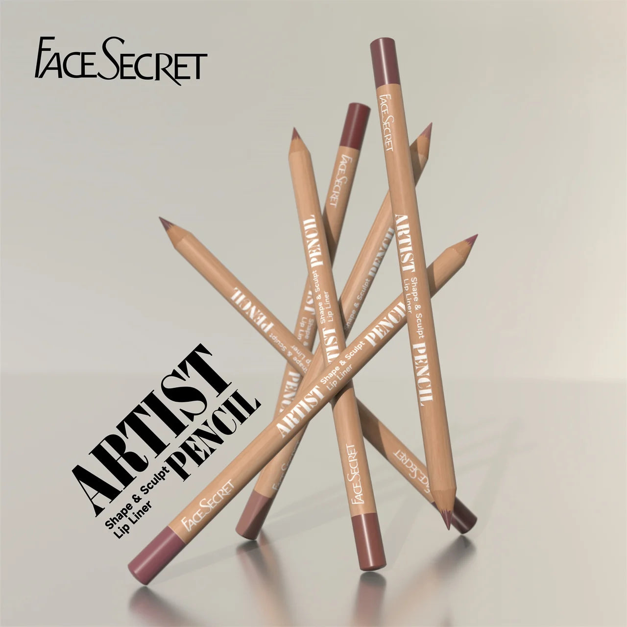 Набір олівців Face Secret Artist Shape Sculpt Lip Liner, невагома точна підводка з надм’якою текстурою, яку можна змішати, матово-м’яка