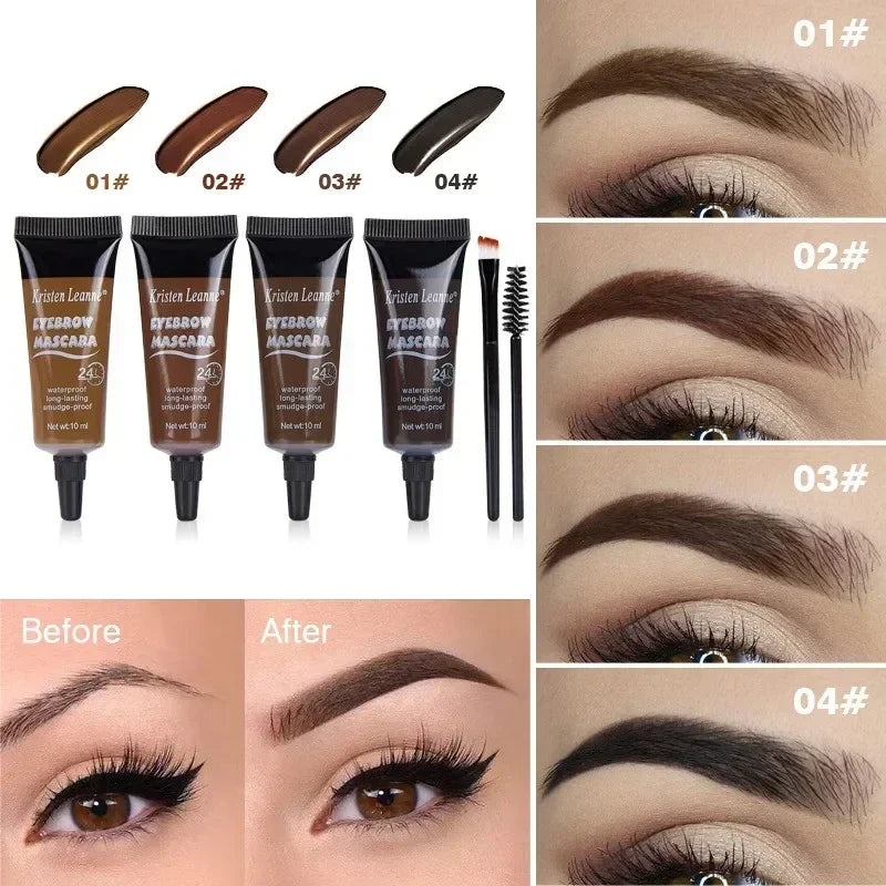 Natural 4 Colors Liquid Dyeing Eyebrow Cream Set Waterproof Durable Brown Tint Eyebrow Henna Mascara Eyebrows Paint Makeup