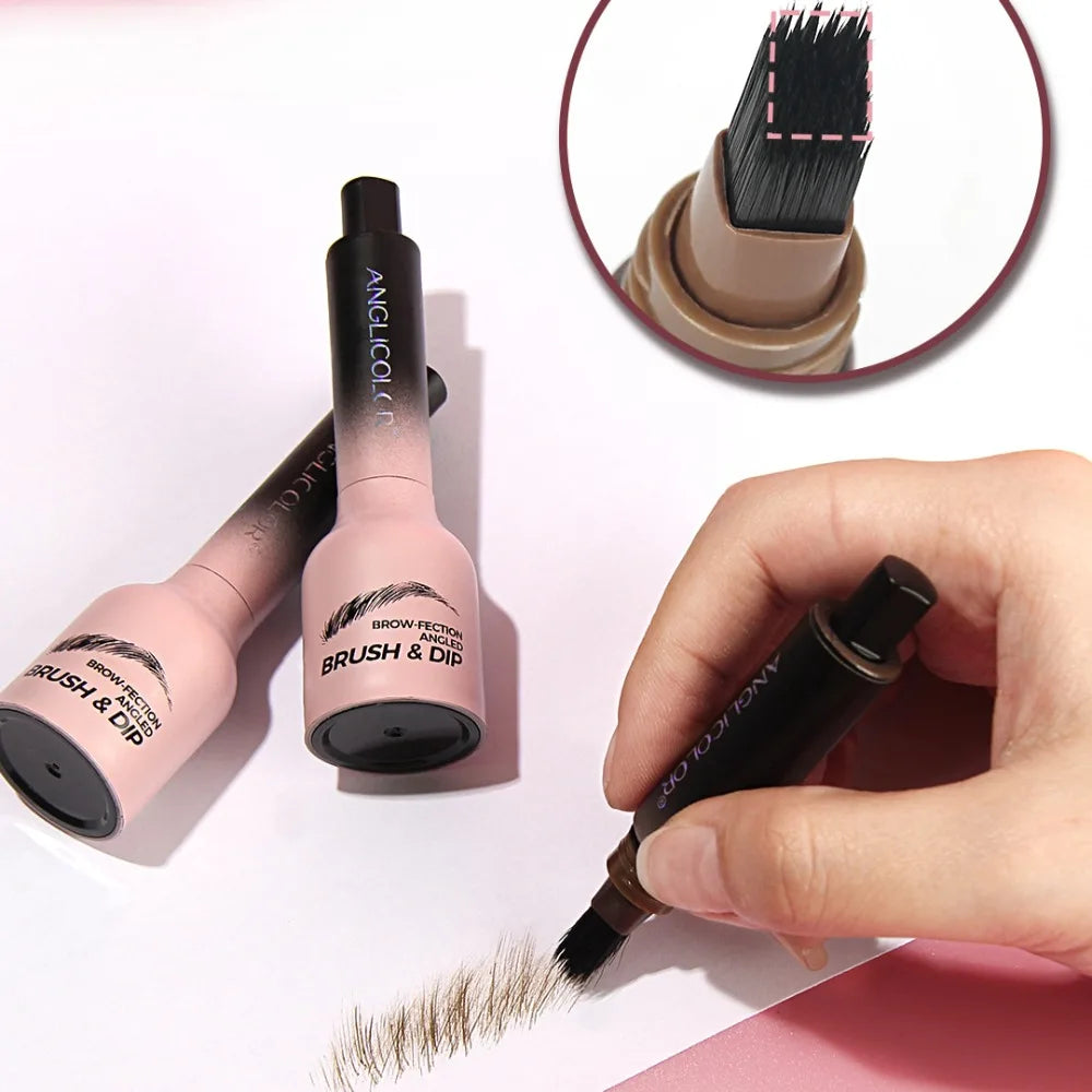 Wild Eyebrow Pencil Square Angled Brush Velvet 3D Brow Dye Cream Hairline Anti-smudge Waterproof Multifunction Eyebrow Tint Pen