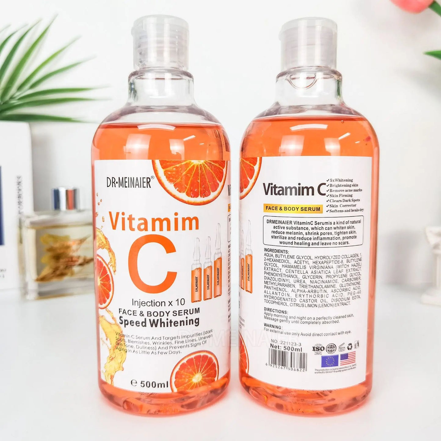 500ml Hyaluronic Acid, Nicotinamide Vitamin C AHA Face Serum Spots Eraser Corrector Whitening Moisturizing Lightening Body Serum