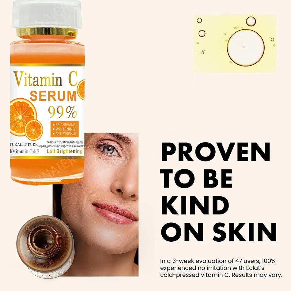 120ml 99% Vitamin C Serum Oil Facial Serum AHA Kojic Acid glutathione Facial skin brightening