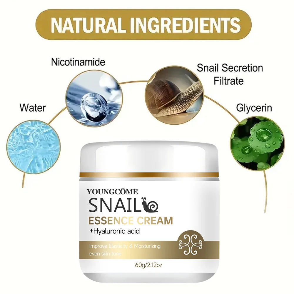 Snail essence cream with hyaluronic acid,highly moisturize all skin, Improves elasticity,Improves the texture ofskin