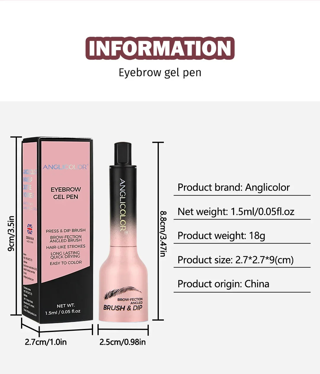 Wild Eyebrow Pencil Square Angled Brush Velvet 3D Brow Dye Cream Hairline Anti-smudge Waterproof Multifunction Eyebrow Tint Pen