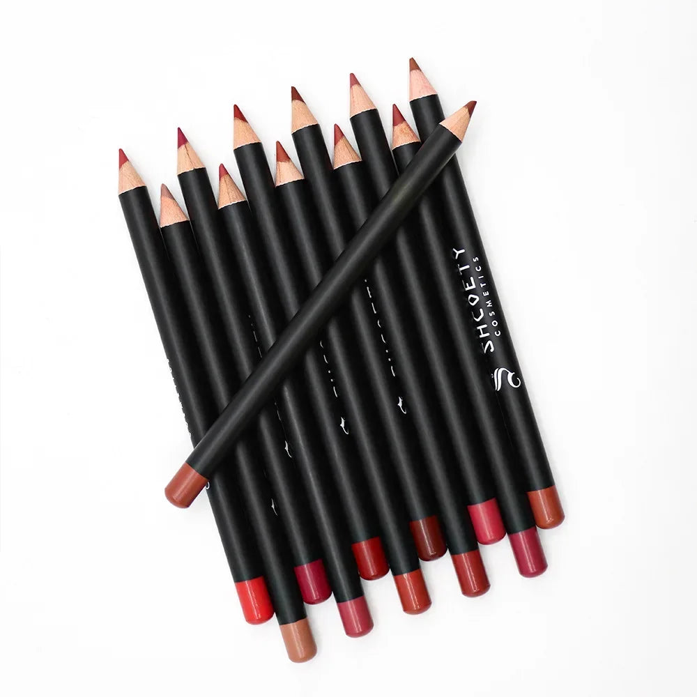 12pcs Matte Lip Liner Set Long-lasting Color Waterproof Lip Liner Sexy Full Lips Lip Retouching Cosmetic Makeup Tools