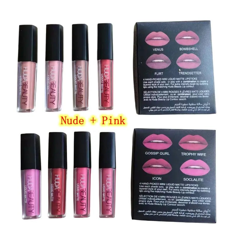 Lipstick Set Matte Lip Gloss Waterproof Lip Glaze Tint Non-stick Non-Fading Lips Huda Lip Makeup Cosmetic Lip Care