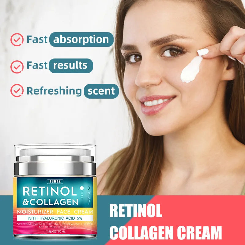 Retinol Anti Aging Face Cream Moisturizing Wrinkle Remover Collagen Hyaluronic Acid Creams Skin Care 50ML