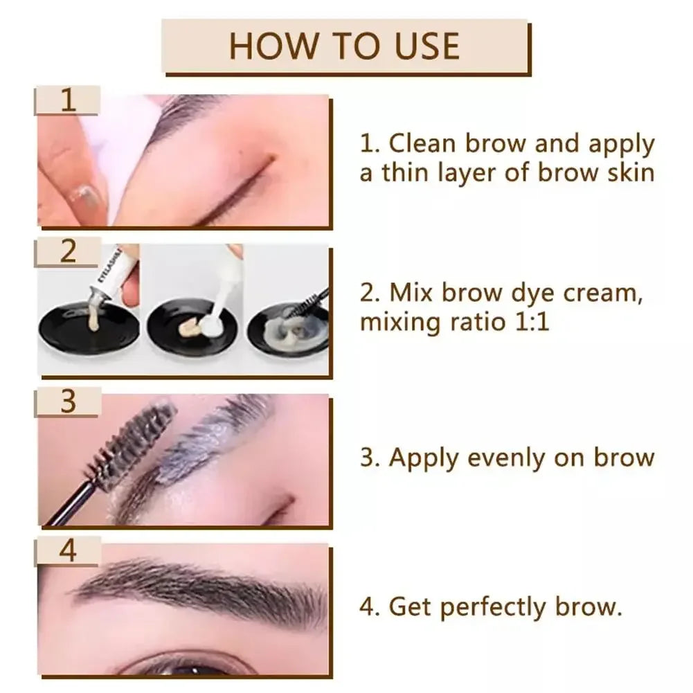 15-Minute Fast Henna Eyelash Eyebrow Dye Tint Professional Easy Dye Gel Eyelash Brown Black Color Tint Cream Kit Eyebrows Suit