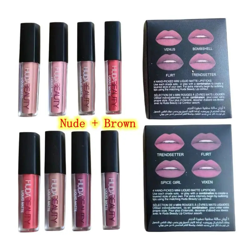 Lipstick Set Matte Lip Gloss Waterproof Lip Glaze Tint Non-stick Non-Fading Lips Huda Lip Makeup Cosmetic Lip Care