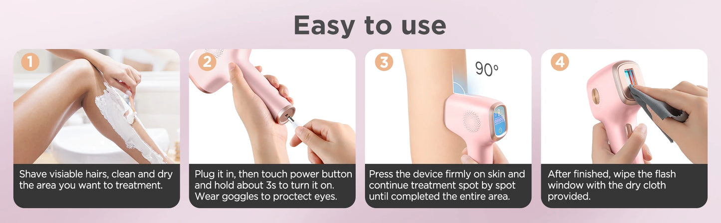 INNZA Hair Removal with Ice Cooling Care Function for Women Permanent,999,999 Flashes Painless IPL Hair Remover Device