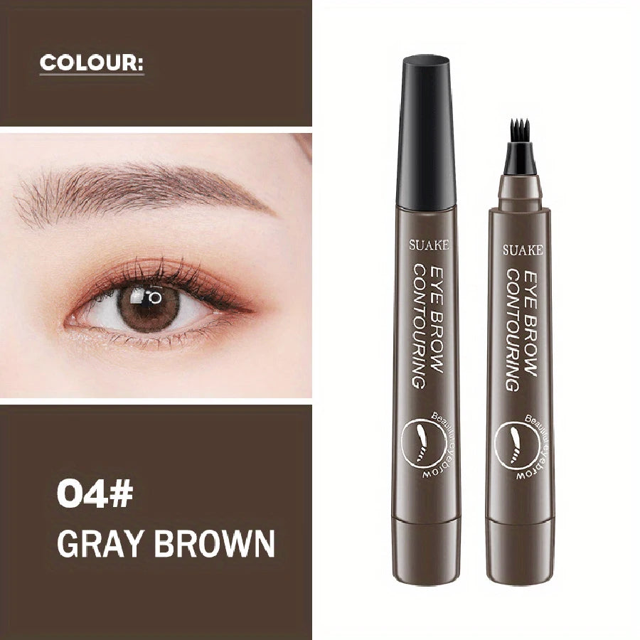 Waterproof Eyebrow Pen, Microblading Eyebrow Pencil With 4 Split Head, Natural Looking Brows Makeup ( 5 Colors)