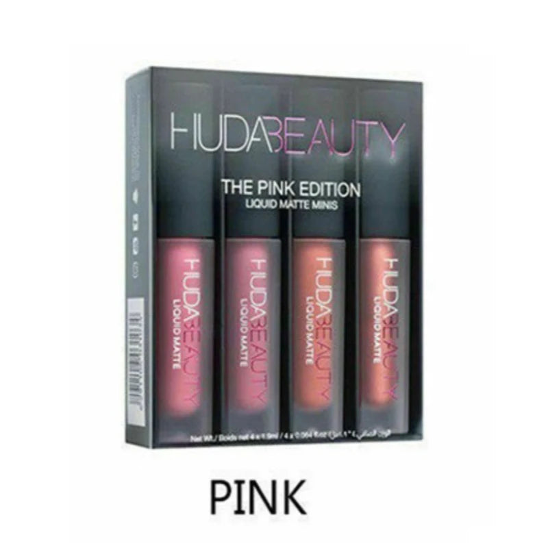 4PCS HUDA Base Makeup Set Foundation Lipsticks Eye Shadow Mascara Eye Lashes Brush Beauty Makeup Long-wearing Waterproof