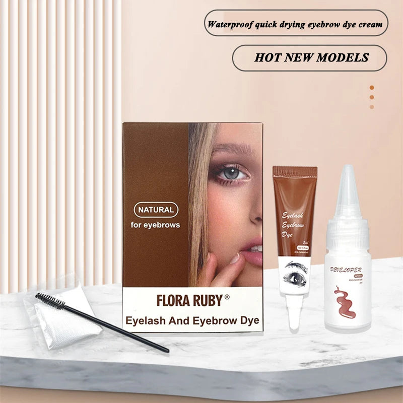 15-Minute Fast Henna Eyelash Eyebrow Dye Tint Professional Easy Dye Gel Eyelash Brown Black Color Tint Cream Kit Eyebrows Suit