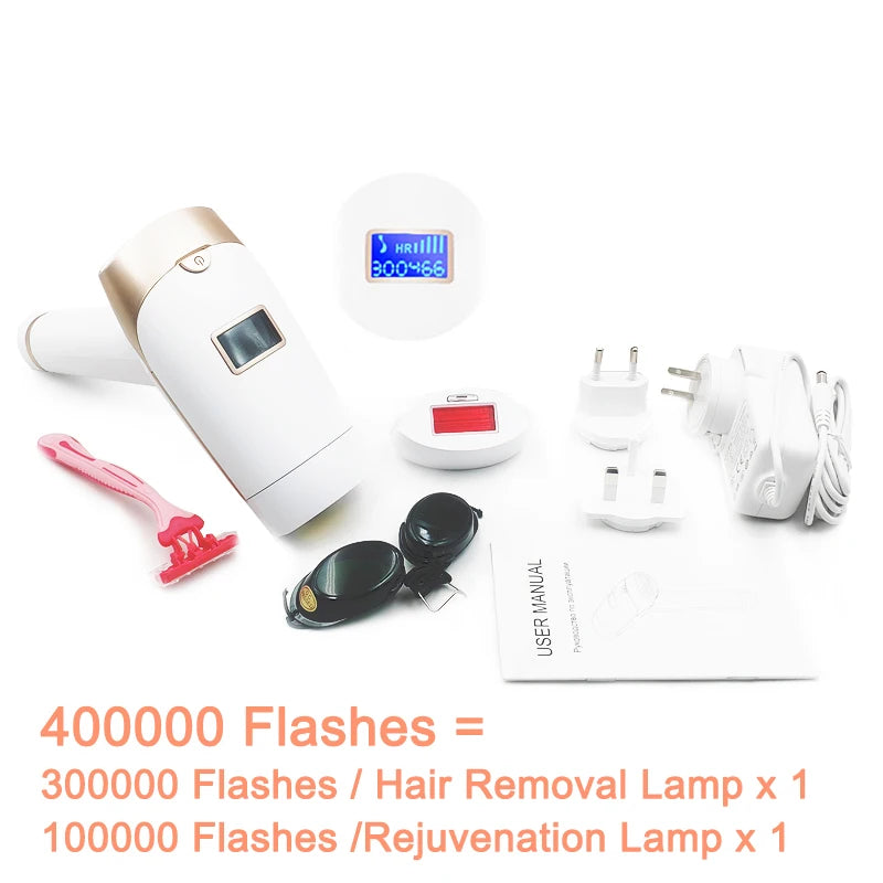 Updated Laser Hair Removal 2in1 Replaceable Lamp Rejuvenation Permanent Painless Hair Removal Bikini Trimmer IPL Epilator Device