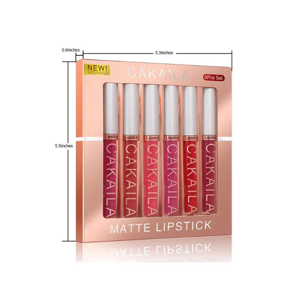 6Pcs Makeup Lipstick Set Liquid Velvet Matte Gloss Lip Sexy Red Lipstick Nude Women Long Lasting Waterproof Moisturizer Lips