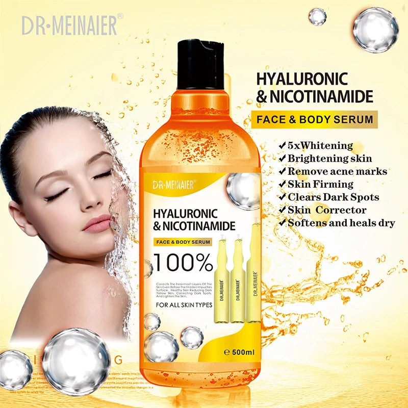 500ml AHA Hyaluronic Vitamin C Arbutin Face Body Serum Dark Spots Corrector Whitening Moisturizing Shrink Pores Repair Skin Care