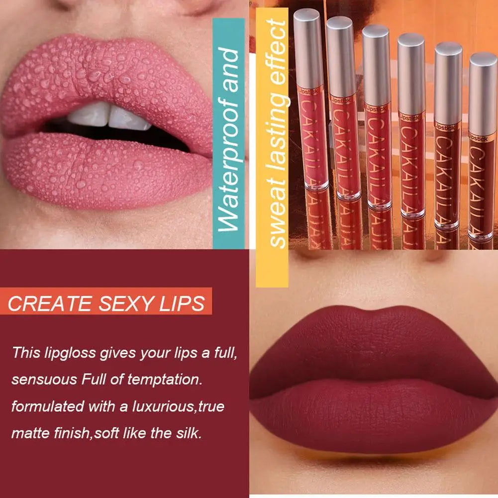 6Pcs Makeup Lipstick Set Liquid Velvet Matte Gloss Lip Sexy Red Lipstick Nude Women Long Lasting Waterproof Moisturizer Lips