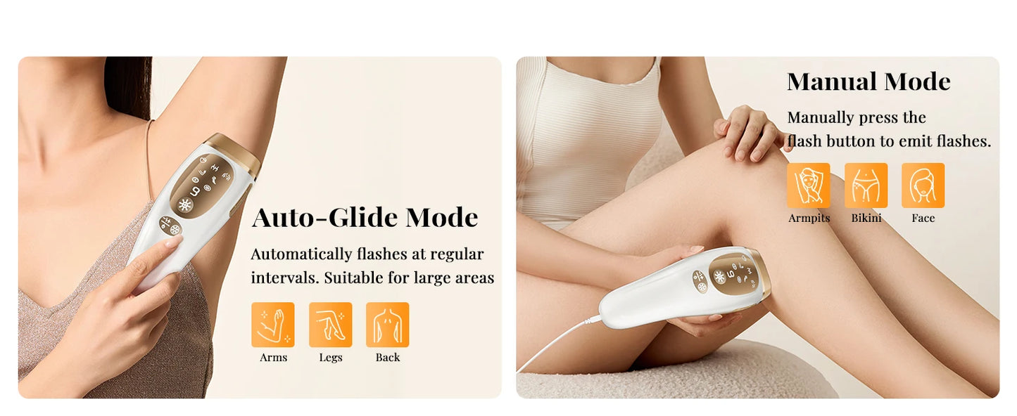 Laser Hair Removal Unlimited Flash Ice-cooling IPL Device 18.6J Painless & Long-Lasting Results Full Body Treament for Women