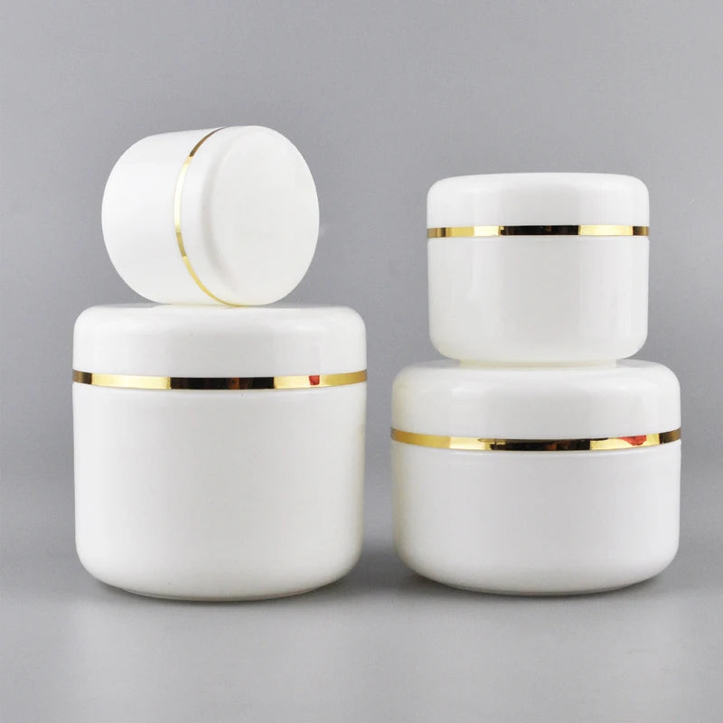 50pcs/Lot 10g-250g White Refillable Bottles Travel Face Cream Lotion Cosmetic Container Plastic Empty Makeup Jar