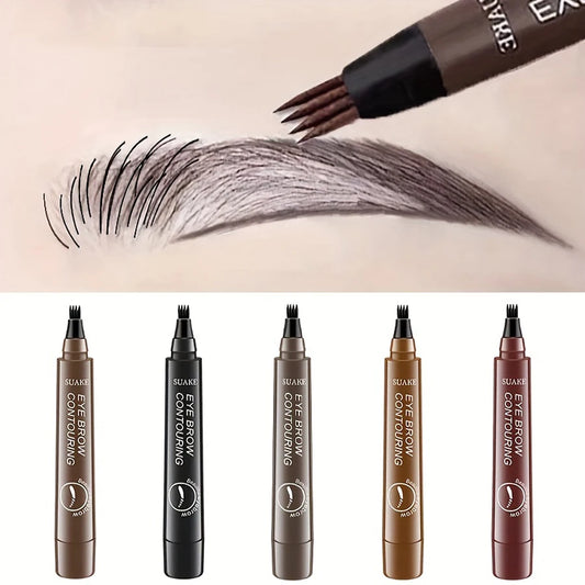 Waterproof Eyebrow Pen, Microblading Eyebrow Pencil With 4 Split Head, Natural Looking Brows Makeup ( 5 Colors)