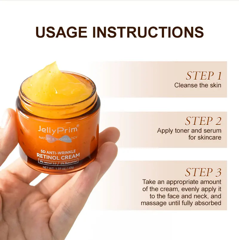 Jellyprim Retinol Face Cream for Facial Spot Anti-Aging Wrinkle Remove Firming Lifting Whitening Moisturizing Skincare Fade Fine