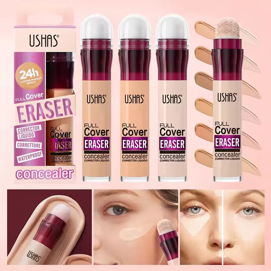 USHAS 12color Sponge Head Concealer для темных кругов, слез, веснушек, корректор акне, высококачественный макияж, натуральный макияж для кожи, косметика